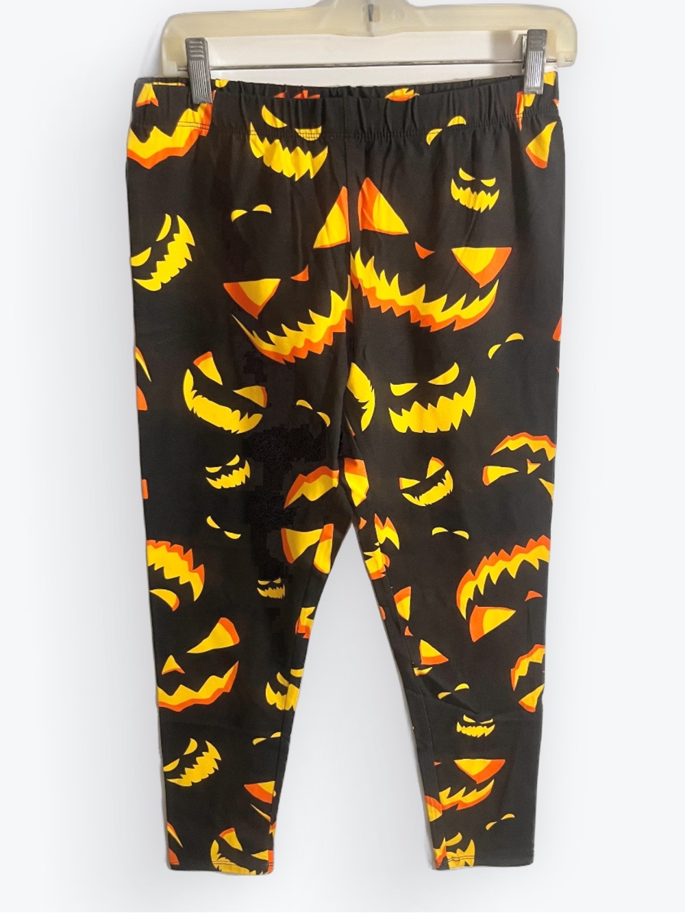 Ladies No Boundaries Pumpkin Face Leggings Black Halloween Size Large 11/13